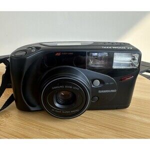 Samsung AF Zoom 777i 35mm Film Point And Shoot Camera Black Untested